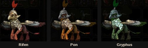 The three mount muuns dropped by Core Magriffy: Rifen, Pon and Gryphus