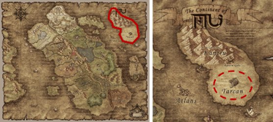 World map showing where Feria lies on the Tarkan desert