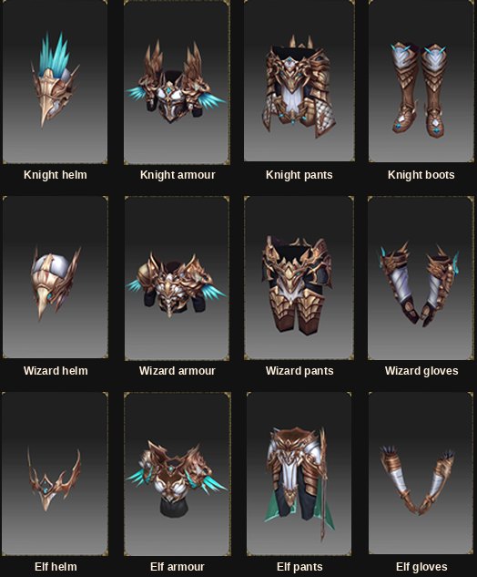 Celestial Brilliant armour for the Knight, Wizard and Elf