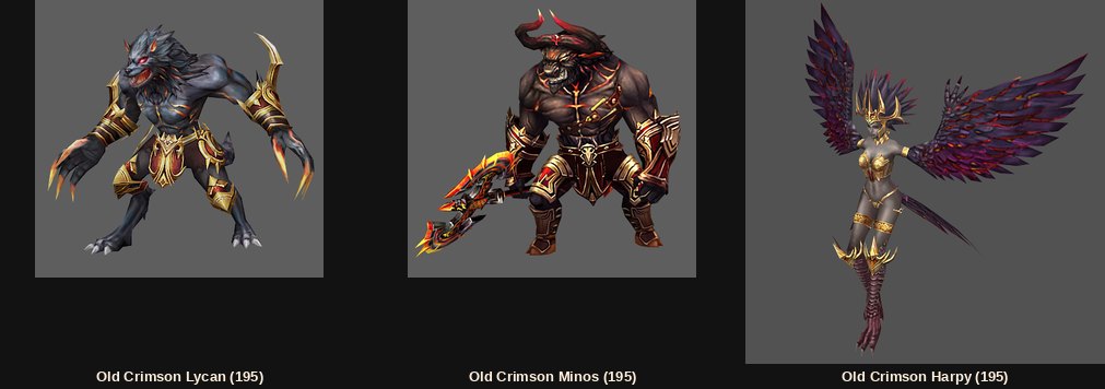 The Old Kethotum monsters, the same three at level 195