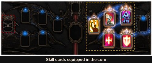 Skill cards equipped in the Core