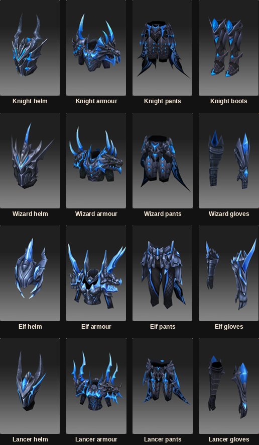 Ancient Lightning armour for four of the classes