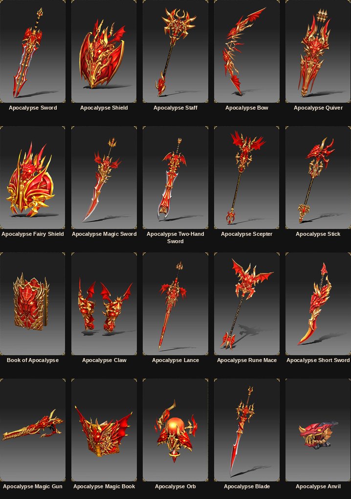 The 9th mastery Apocalypse weapons