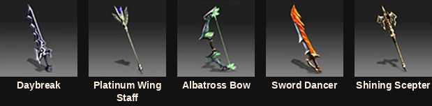 The five new weapons added in Mu Online Season 2