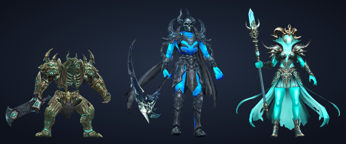 Specter Knight, Specter Scythe and Specter Sorcerer, the Arcana Library monsters in MU Online Season 22