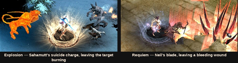 Explosion and Requiem, the Summoner's pet skills in Mu Online Season 3
