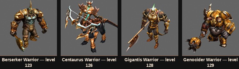 The four Warrior monsters added to the Kanturu Ruins in Mu Online Season 5